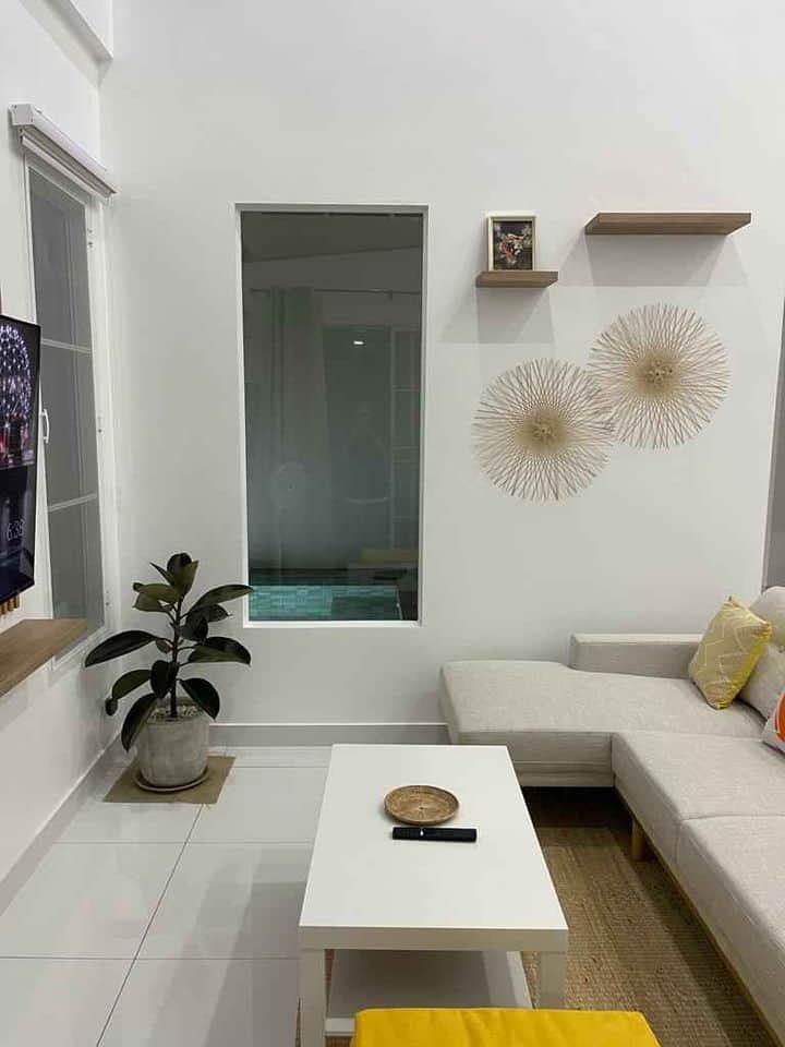 Living Room with Pool view